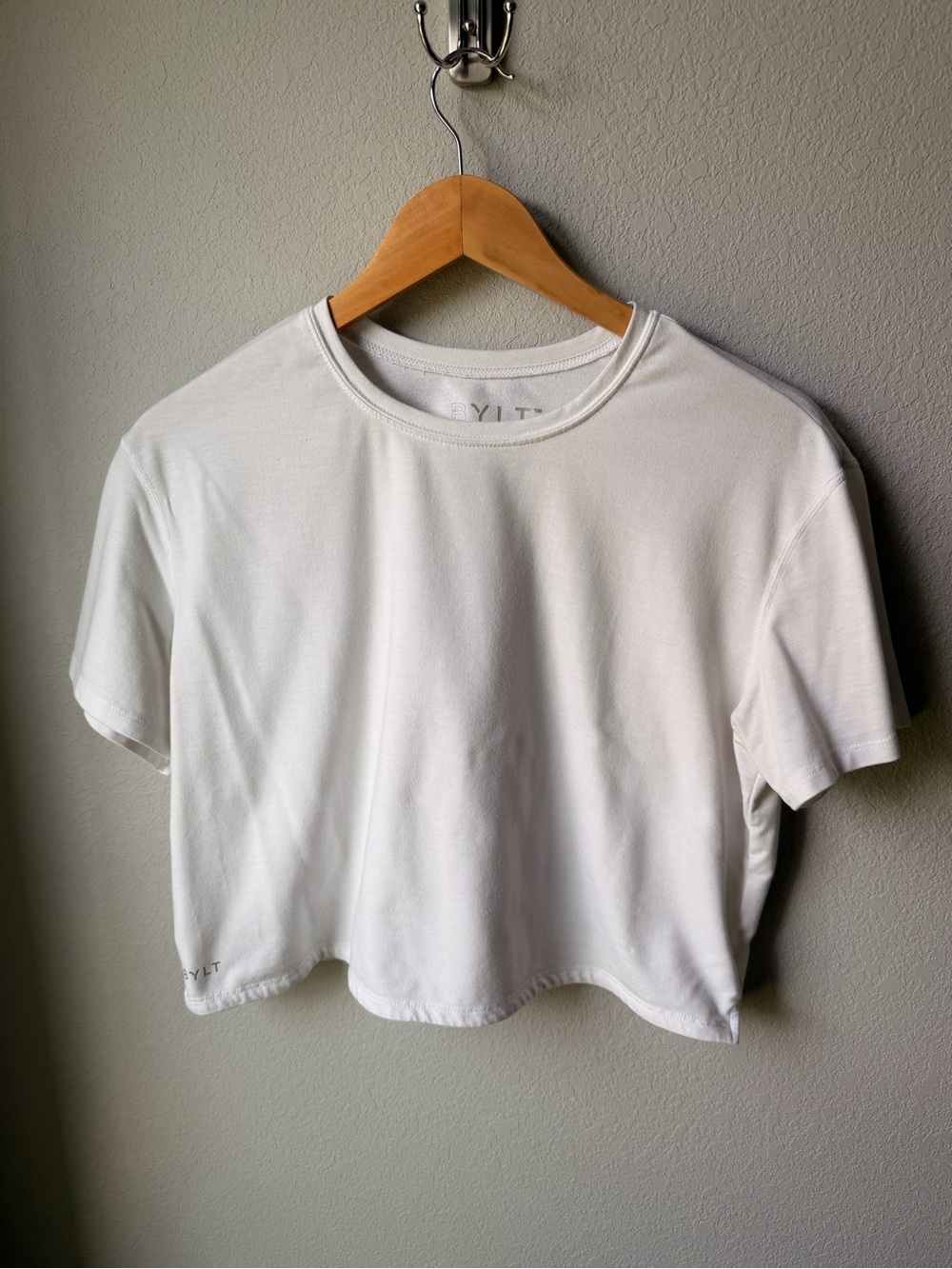BYLT Basics White Cropped Crew Tee